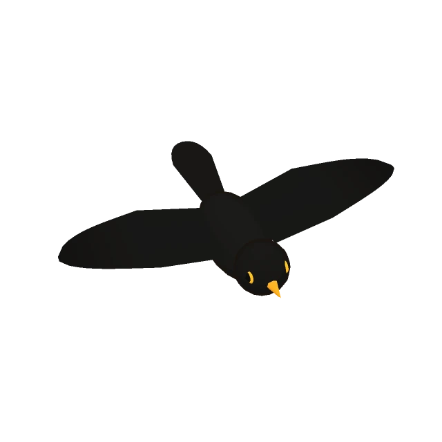 Common Blackbird gliding, the 3D model from the game