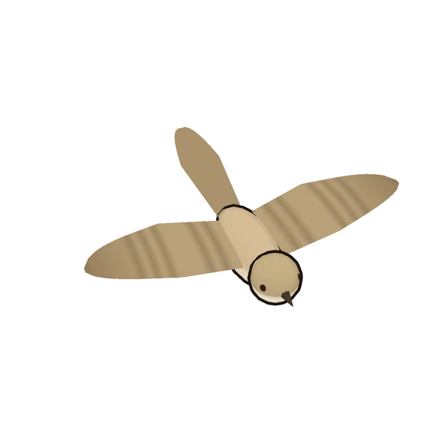 Graceful Prinia gliding, the 3D model from the game