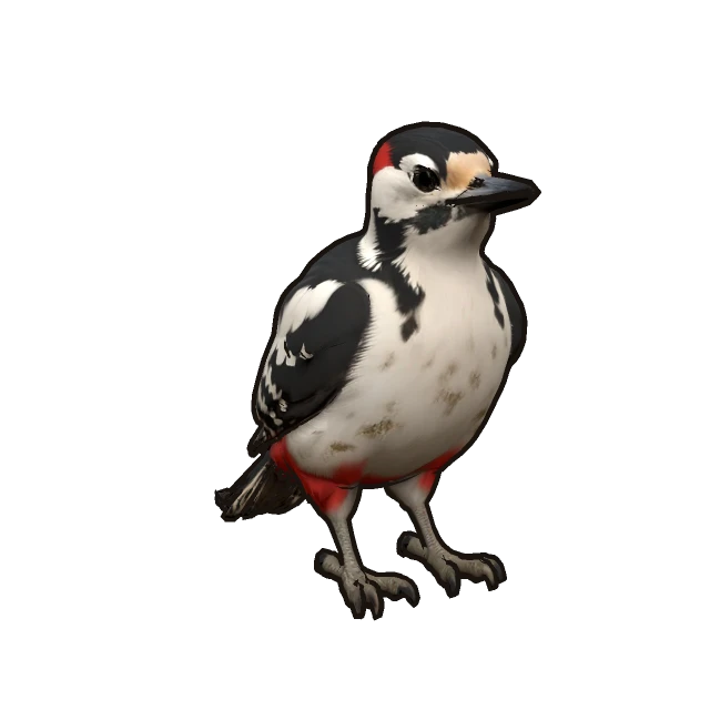 Syrian Woodpecker perched, the 3D model from the game